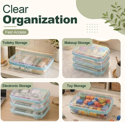 Clear Hard Shell Zipper Cases,Zipper Pouches, 2L+2M+2S Blue