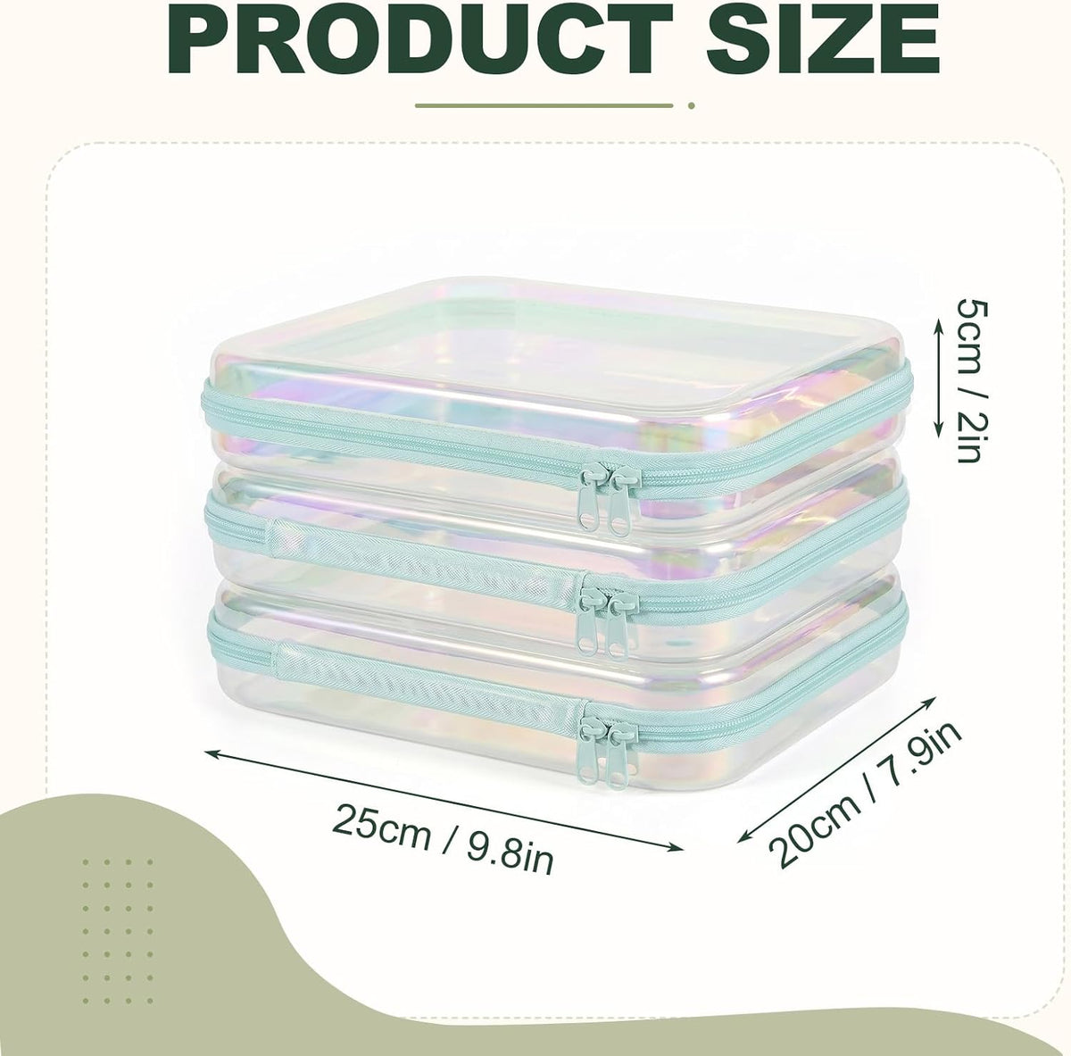 Clear Hard Shell Zipper Cases,Zipper Pouches, 2L+2M+2S Blue