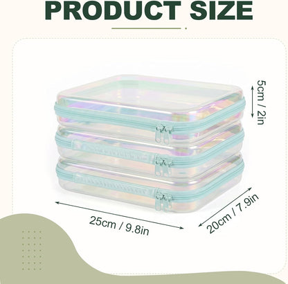 Clear Hard Shell Zipper Cases,Zipper Pouches, 2L+2M+2S Blue