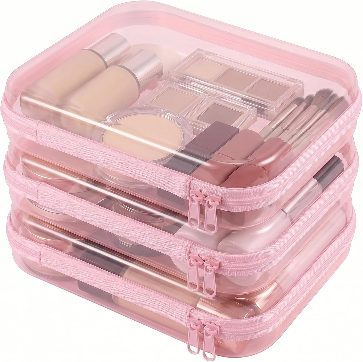 Clear Hard Shell Zipper Cases,Zipper Pouches, 2L+2M+2S Blue
