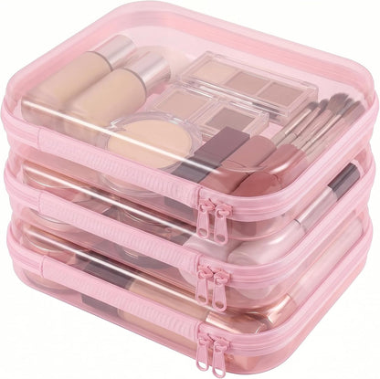 Clear Hard Shell Zipper Cases,Zipper Pouches, 2L+2M+2S Blue