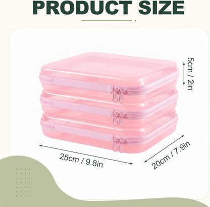Clear Hard Shell Zipper Cases,Zipper Pouches, 2L+2M+2S Blue