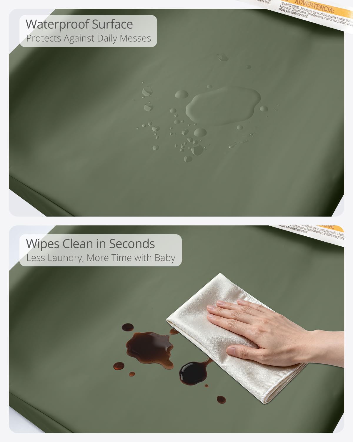 Waterproof Changing Pads Vegan Leather Wipeable Changing Table Pad