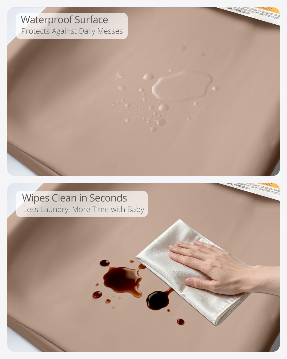 Waterproof Changing Pads Vegan Leather Wipeable Changing Table Pad