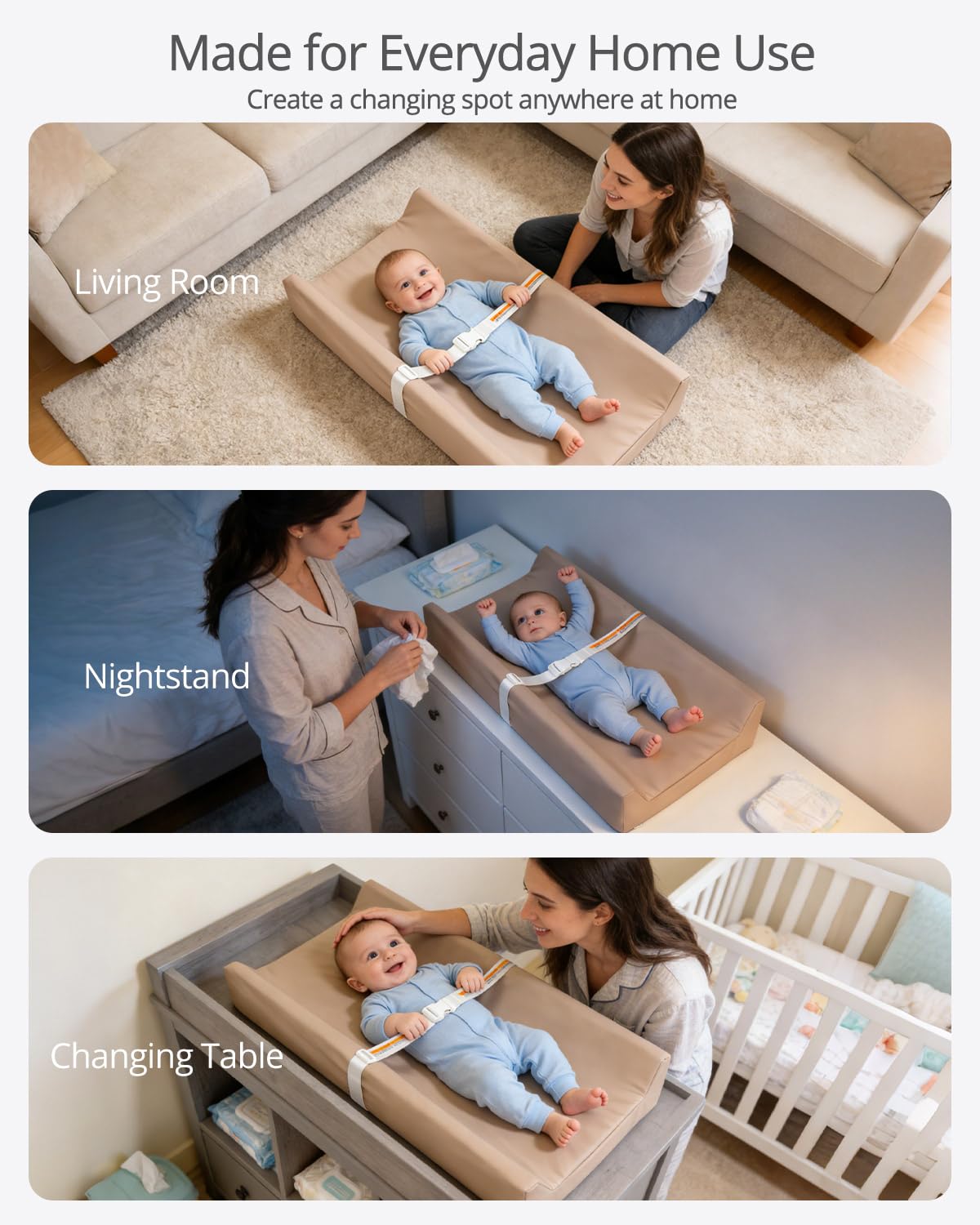 Waterproof Changing Pads Vegan Leather Wipeable Changing Table Pad