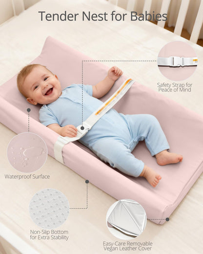 Waterproof Changing Pads Vegan Leather Wipeable Changing Table Pad