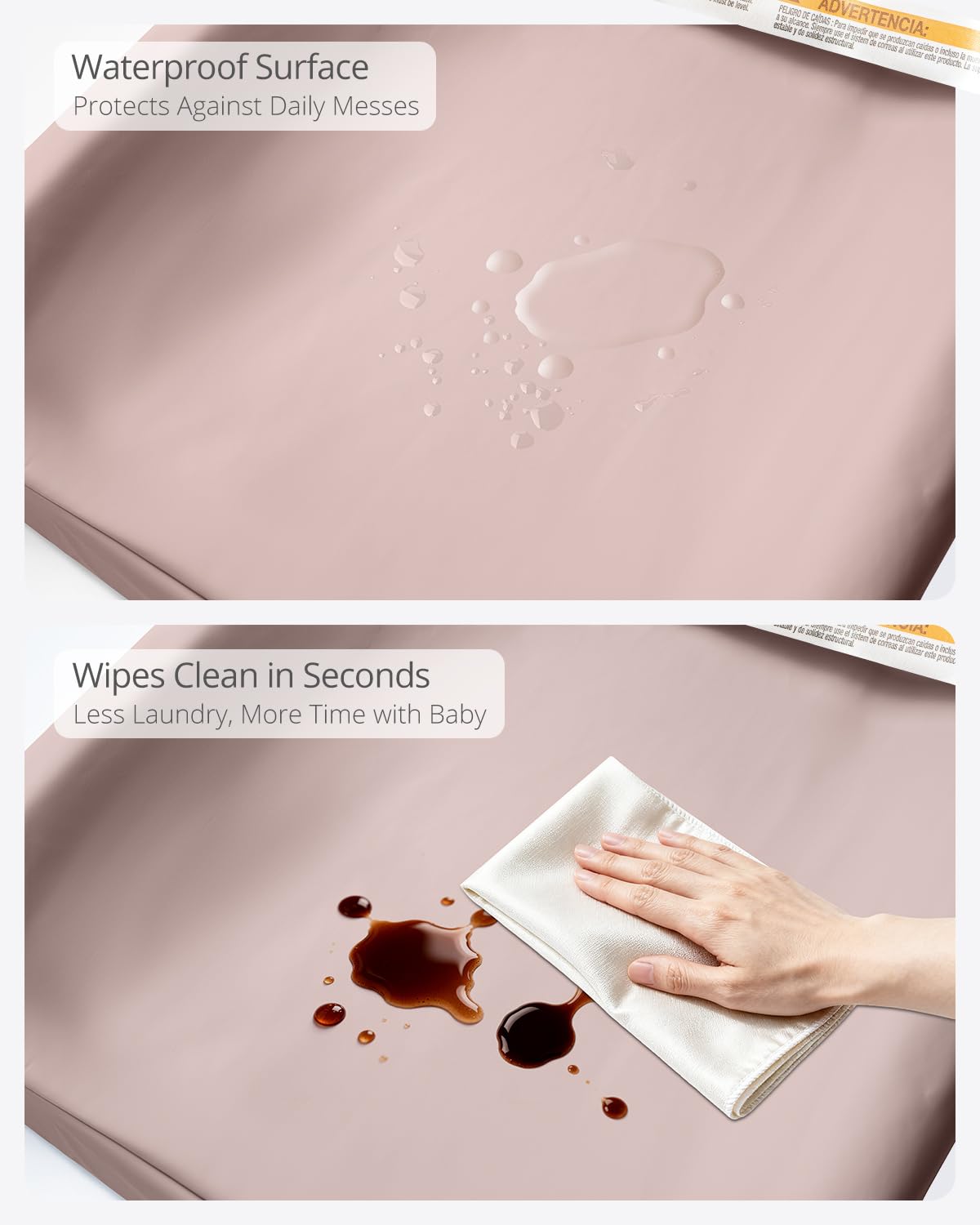 Waterproof Changing Pads Vegan Leather Wipeable Changing Table Pad