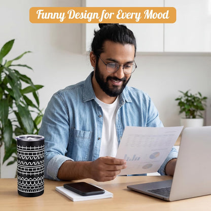 16 oz Funny Message Tumbler with Motivational Keychain Insulated Stainless Steel Coffee Travel Mug Cup with Lid and Straw White Elephant Gag Gift for Office Coworkers Besties (White)