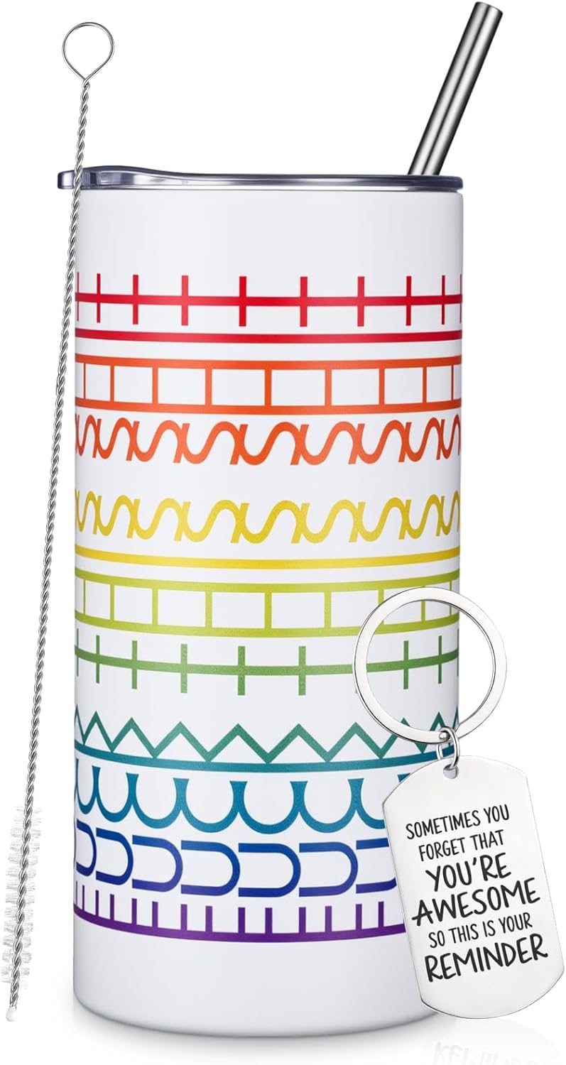16 oz Funny Message Tumbler with Motivational Keychain Insulated Stainless Steel Coffee Travel Mug Cup with Lid and Straw White Elephant Gag Gift for Office Coworkers Besties (White)