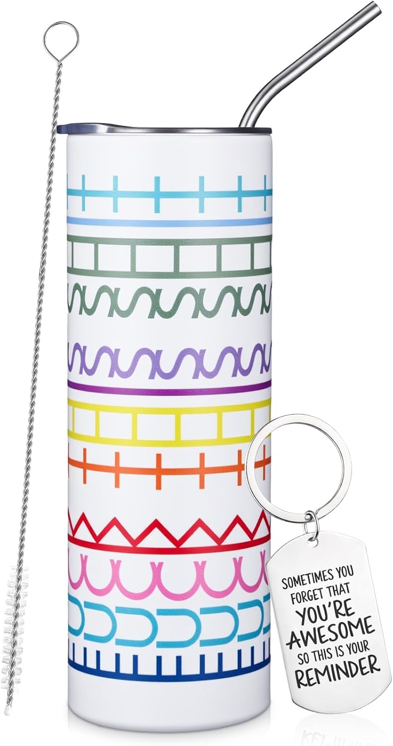 16 oz Funny Message Tumbler with Motivational Keychain Insulated Stainless Steel Coffee Travel Mug Cup with Lid and Straw White Elephant Gag Gift for Office Coworkers Besties (White)