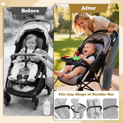 Universal Snack Tray for Mockingbird Nuna Bugaboo Uppababy Stroller Accessories, Stroller Bumper Bar Tray Attachment with Cup Snack Holder, Baby Toddler Kids Disneyland Travel Disney World Essentials