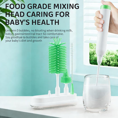 Rechargeable Electric Bottle Brush with Stand - 360° Spin Silicone Cleaner for Baby Bottles, Breast Pumps & Small Household Containers (Light Green)