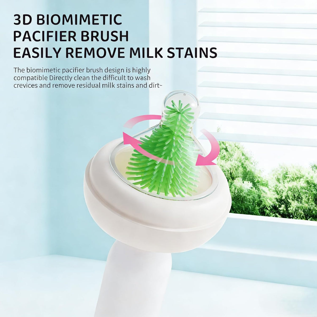 Rechargeable Electric Bottle Brush with Stand - 360° Spin Silicone Cleaner for Baby Bottles, Breast Pumps & Small Household Containers (Light Green)