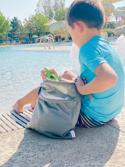 ALVA 2pcs Cloth Diaper Wet Dry Bags Waterproof Reusable with Two Zippered Pockets Travel Beach Pool Daycare Soiled Baby Items Yoga Gym Bag for Swimsuits or Wet Clothes 2LM05 - Colors B