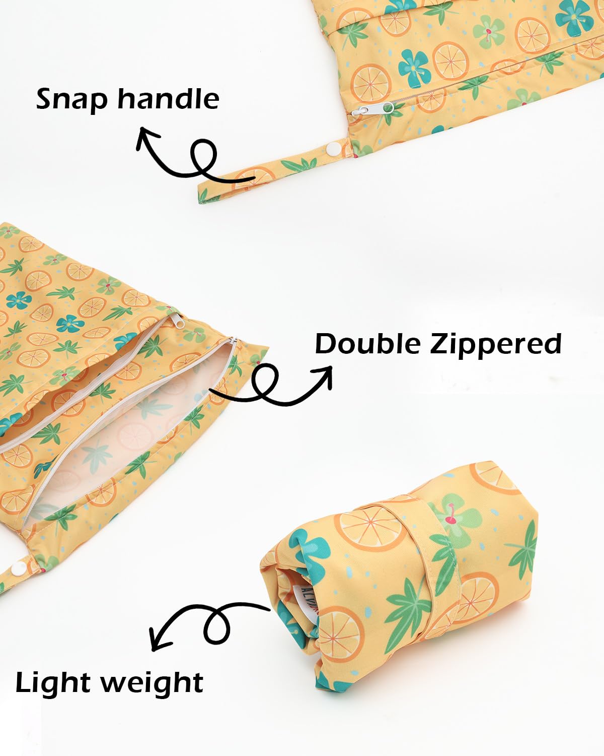 ALVA 2pcs Cloth Diaper Wet Dry Bags Waterproof Reusable with Two Zippered Pockets Travel Beach Pool Daycare Soiled Baby Items Yoga Gym Bag for Swimsuits or Wet Clothes 2LM05 - Colors B