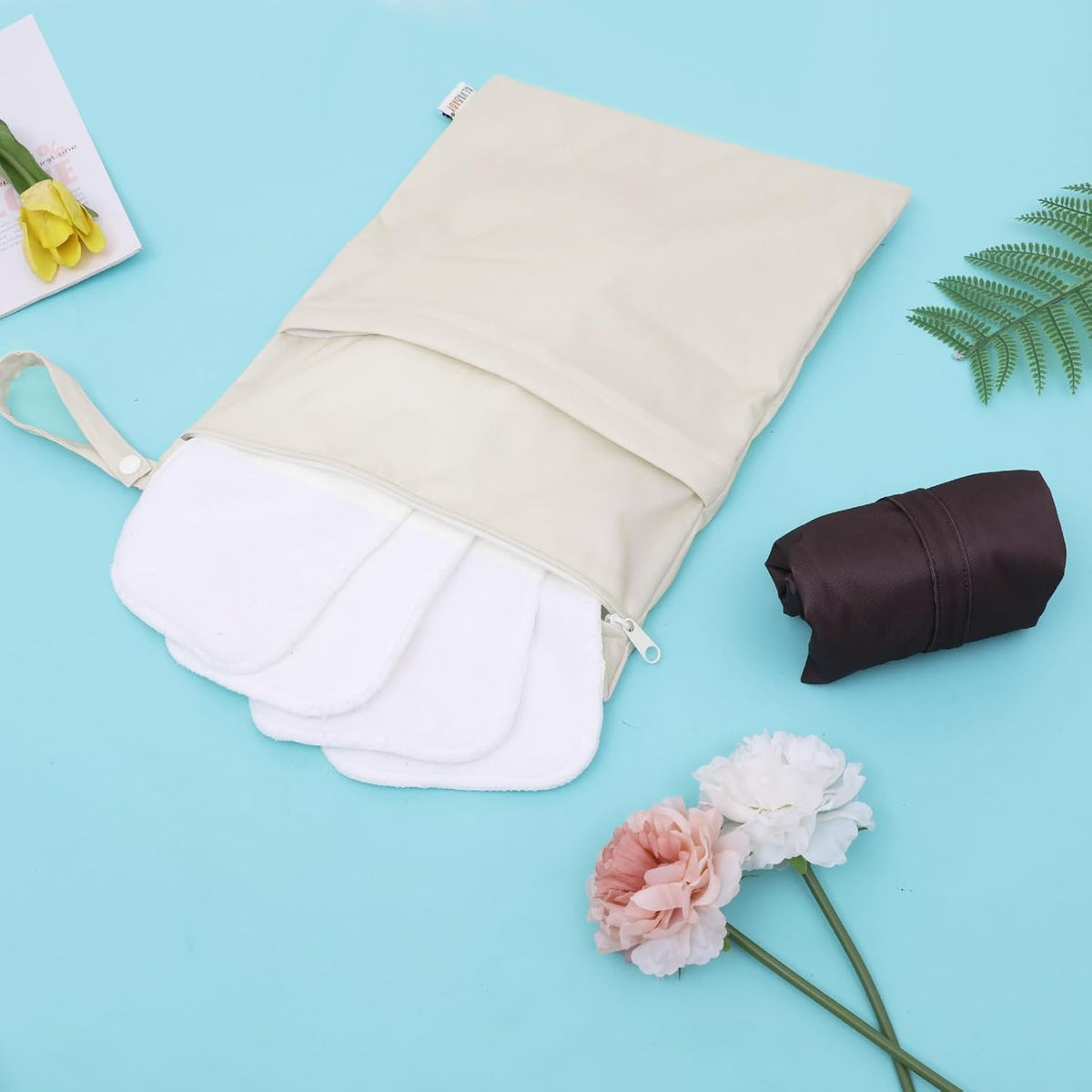 ALVA 2pcs Cloth Diaper Wet Dry Bags Waterproof Reusable with Two Zippered Pockets Travel Beach Pool Daycare Soiled Baby Items Yoga Gym Bag for Swimsuits or Wet Clothes 2LM05 - Colors B