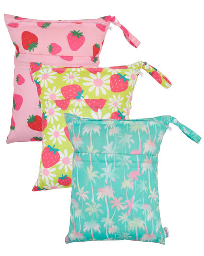ALVA 2pcs Cloth Diaper Wet Dry Bags Waterproof Reusable with Two Zippered Pockets Travel Beach Pool Daycare Soiled Baby Items Yoga Gym Bag for Swimsuits or Wet Clothes 2LM05 - Colors B
