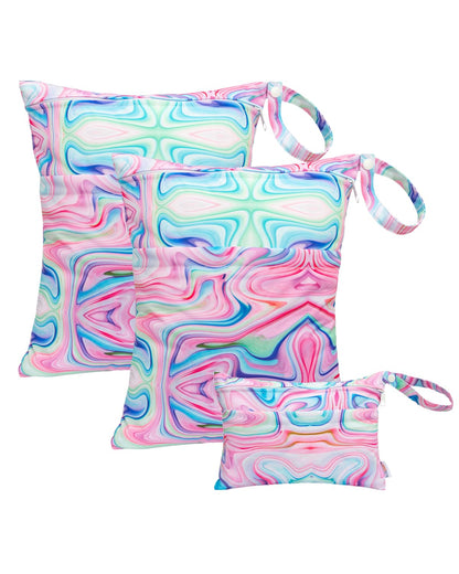ALVA 2pcs Cloth Diaper Wet Dry Bags Waterproof Reusable with Two Zippered Pockets Travel Beach Pool Daycare Soiled Baby Items Yoga Gym Bag for Swimsuits or Wet Clothes 2LM05 - Colors B