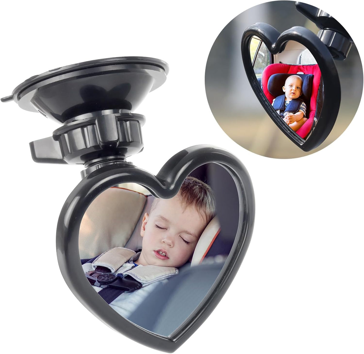 Baby Car Mirror Rear Facing,Convex Rear View Baby Mirrors for Cars,Automotive Interior 360 Degrees Adjustable Love Mirrors to See Kids,Babies,Infants and Newborn(Suction Cup Install)