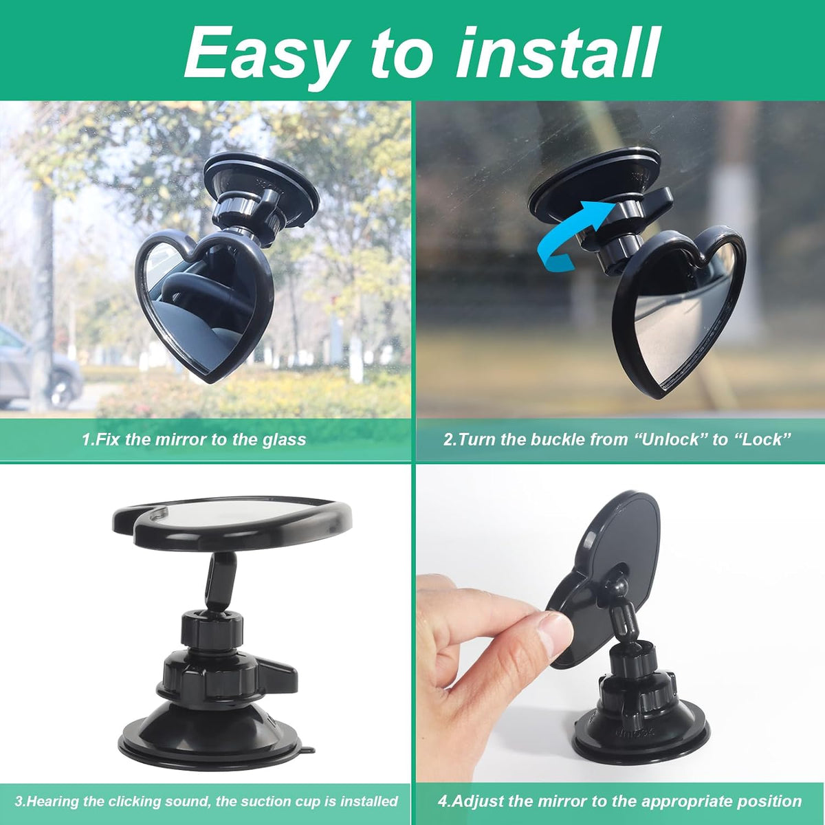 Baby Car Mirror Rear Facing,Convex Rear View Baby Mirrors for Cars,Automotive Interior 360 Degrees Adjustable Love Mirrors to See Kids,Babies,Infants and Newborn(Suction Cup Install)
