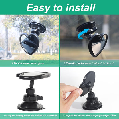 Baby Car Mirror Rear Facing,Convex Rear View Baby Mirrors for Cars,Automotive Interior 360 Degrees Adjustable Love Mirrors to See Kids,Babies,Infants and Newborn(Suction Cup Install)