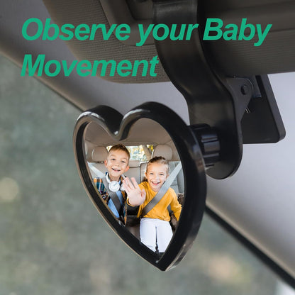 Baby Car Mirror Rear Facing,Convex Rear View Baby Mirrors for Cars,Automotive Interior 360 Degrees Adjustable Love Mirrors to See Kids,Babies,Infants and Newborn(Suction Cup Install)