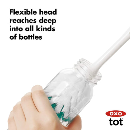 Bottle Brush with Nipple Cleaner and Stand - Sage