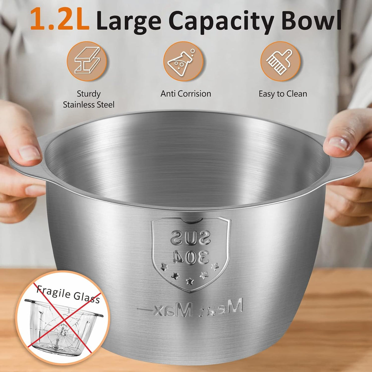 Cordless Food Processor, 5-Cup Stainless Steel Wireless Chopper w/ 2 Speeds