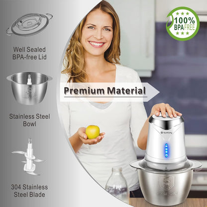 Cordless Food Processor, 5-Cup Stainless Steel Wireless Chopper w/ 2 Speeds