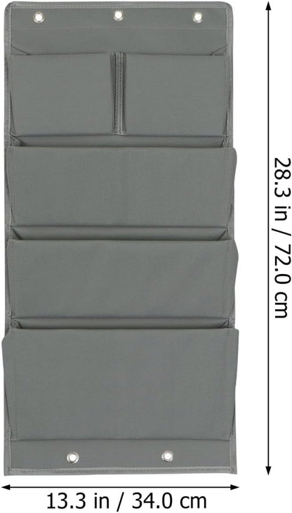 over Door Hanging Storage Bag Organizer with 5 Pockets Oxford Cloth Closet Door Organizer for Bedroom Dorm Home 28.34X13.38X2.75 Inches