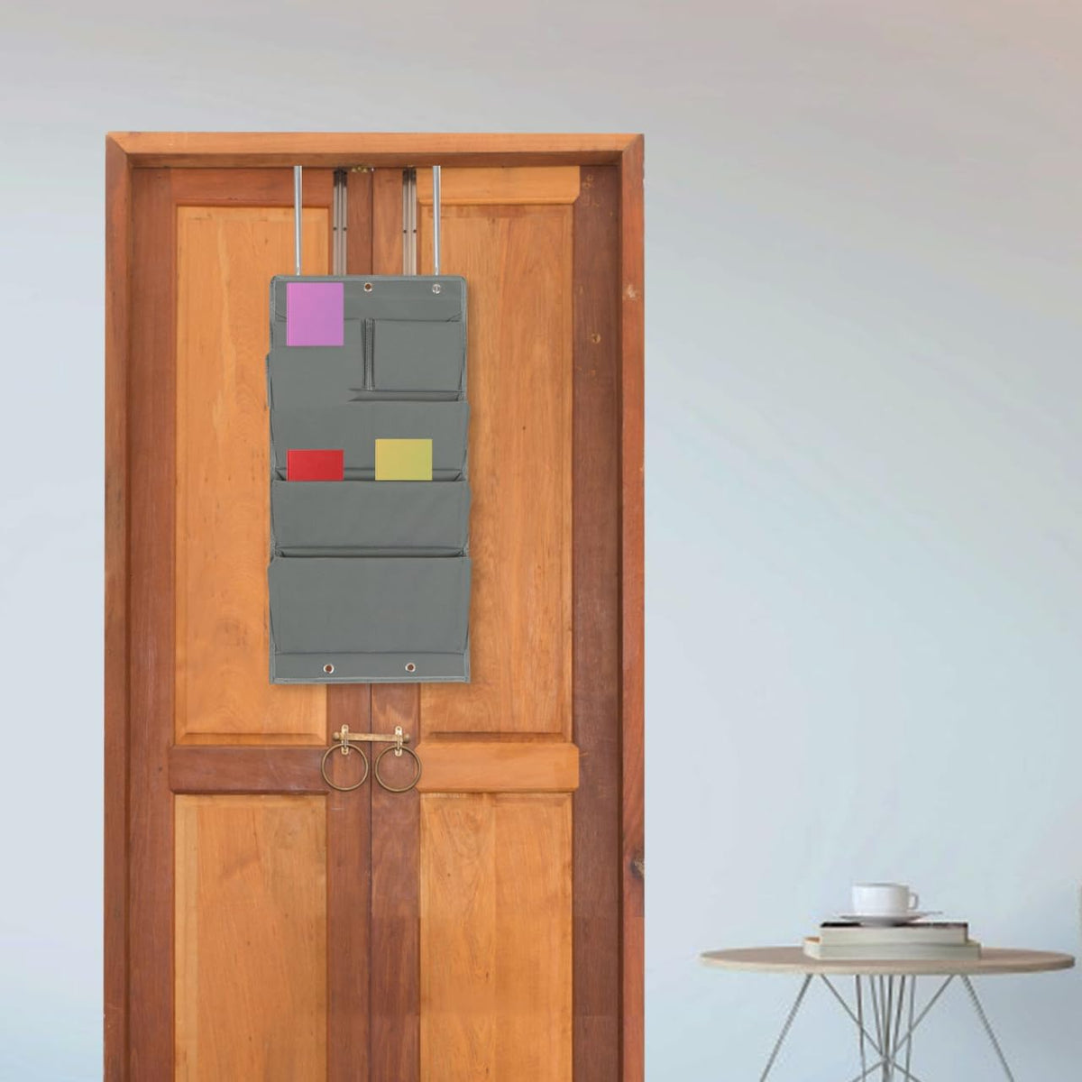 over Door Hanging Storage Bag Organizer with 5 Pockets Oxford Cloth Closet Door Organizer for Bedroom Dorm Home 28.34X13.38X2.75 Inches