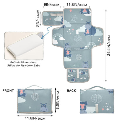 Cloud Hippos Design Portable Diaper Changing Pad Pram