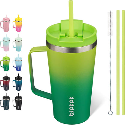 26oz Insulated Tumbler with Handle, Lid & Straw, Stainless Steel | Double Wall Vacuum Insulated Coffee Travel Mug - Keeps Cold & Hot, BPA Free, Cupholder Fit for Office, Gym & Travel