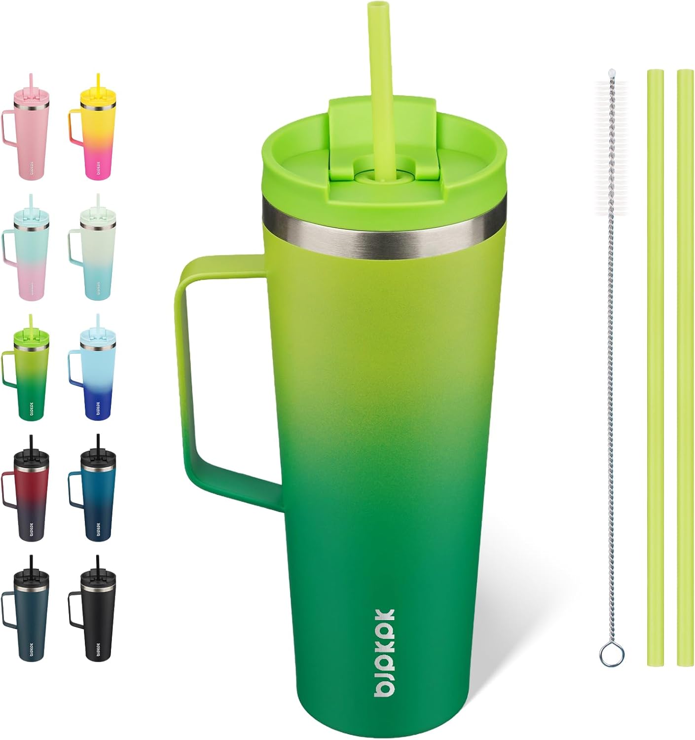 26oz Insulated Tumbler with Handle, Lid & Straw, Stainless Steel | Double Wall Vacuum Insulated Coffee Travel Mug - Keeps Cold & Hot, BPA Free, Cupholder Fit for Office, Gym & Travel