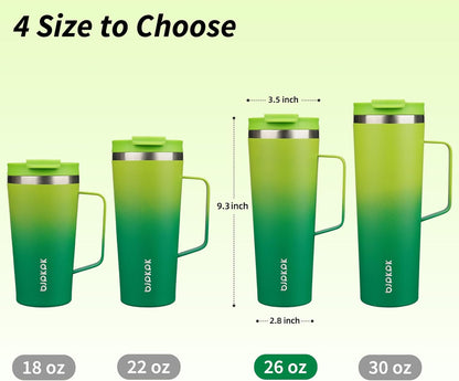26oz Insulated Tumbler with Handle, Lid & Straw, Stainless Steel | Double Wall Vacuum Insulated Coffee Travel Mug - Keeps Cold & Hot, BPA Free, Cupholder Fit for Office, Gym & Travel