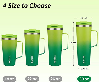 26oz Insulated Tumbler with Handle, Lid & Straw, Stainless Steel | Double Wall Vacuum Insulated Coffee Travel Mug - Keeps Cold & Hot, BPA Free, Cupholder Fit for Office, Gym & Travel