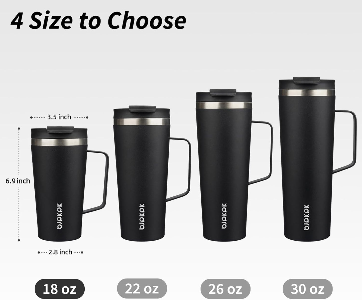 26oz Insulated Tumbler with Handle, Lid & Straw, Stainless Steel | Double Wall Vacuum Insulated Coffee Travel Mug - Keeps Cold & Hot, BPA Free, Cupholder Fit for Office, Gym & Travel