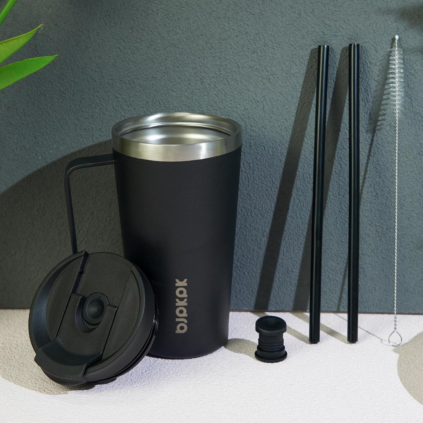 26oz Insulated Tumbler with Handle, Lid & Straw, Stainless Steel | Double Wall Vacuum Insulated Coffee Travel Mug - Keeps Cold & Hot, BPA Free, Cupholder Fit for Office, Gym & Travel