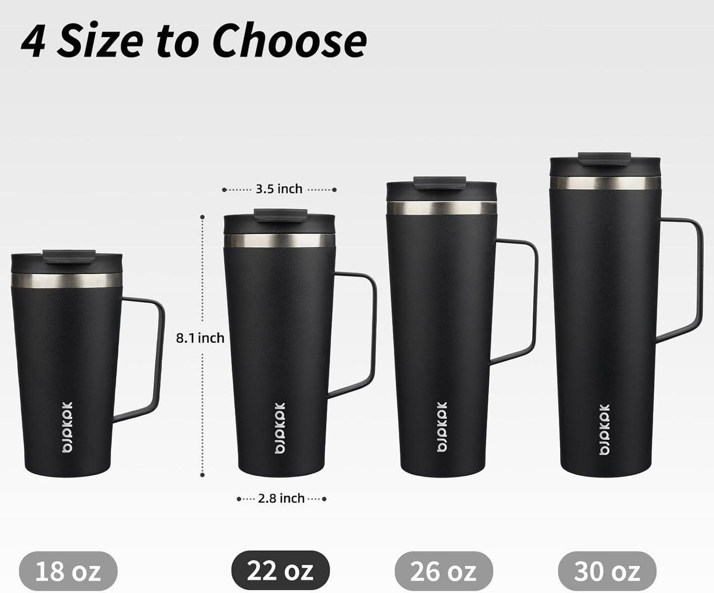 26oz Insulated Tumbler with Handle, Lid & Straw, Stainless Steel | Double Wall Vacuum Insulated Coffee Travel Mug - Keeps Cold & Hot, BPA Free, Cupholder Fit for Office, Gym & Travel