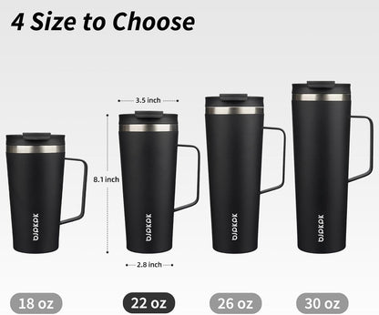 26oz Insulated Tumbler with Handle, Lid & Straw, Stainless Steel | Double Wall Vacuum Insulated Coffee Travel Mug - Keeps Cold & Hot, BPA Free, Cupholder Fit for Office, Gym & Travel