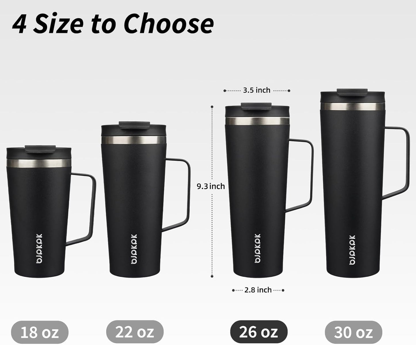 26oz Insulated Tumbler with Handle, Lid & Straw, Stainless Steel | Double Wall Vacuum Insulated Coffee Travel Mug - Keeps Cold & Hot, BPA Free, Cupholder Fit for Office, Gym & Travel