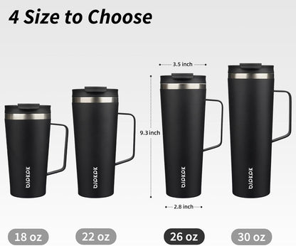 26oz Insulated Tumbler with Handle, Lid & Straw, Stainless Steel | Double Wall Vacuum Insulated Coffee Travel Mug - Keeps Cold & Hot, BPA Free, Cupholder Fit for Office, Gym & Travel