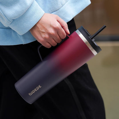 26oz Insulated Tumbler with Handle, Lid & Straw, Stainless Steel | Double Wall Vacuum Insulated Coffee Travel Mug - Keeps Cold & Hot, BPA Free, Cupholder Fit for Office, Gym & Travel