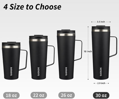26oz Insulated Tumbler with Handle, Lid & Straw, Stainless Steel | Double Wall Vacuum Insulated Coffee Travel Mug - Keeps Cold & Hot, BPA Free, Cupholder Fit for Office, Gym & Travel
