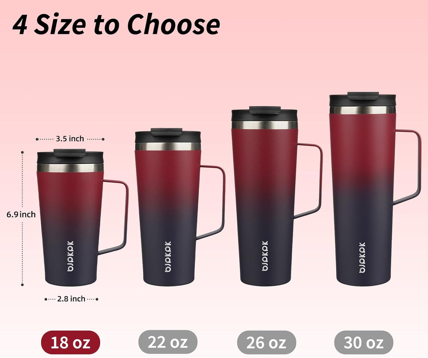 26oz Insulated Tumbler with Handle, Lid & Straw, Stainless Steel | Double Wall Vacuum Insulated Coffee Travel Mug - Keeps Cold & Hot, BPA Free, Cupholder Fit for Office, Gym & Travel