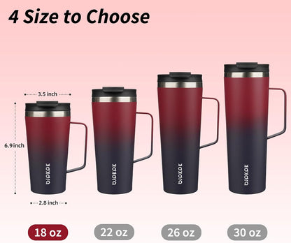 26oz Insulated Tumbler with Handle, Lid & Straw, Stainless Steel | Double Wall Vacuum Insulated Coffee Travel Mug - Keeps Cold & Hot, BPA Free, Cupholder Fit for Office, Gym & Travel