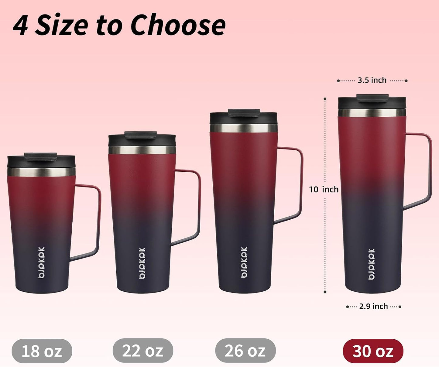 26oz Insulated Tumbler with Handle, Lid & Straw, Stainless Steel | Double Wall Vacuum Insulated Coffee Travel Mug - Keeps Cold & Hot, BPA Free, Cupholder Fit for Office, Gym & Travel