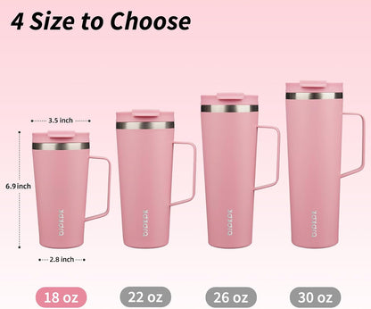 26oz Insulated Tumbler with Handle, Lid & Straw, Stainless Steel | Double Wall Vacuum Insulated Coffee Travel Mug - Keeps Cold & Hot, BPA Free, Cupholder Fit for Office, Gym & Travel