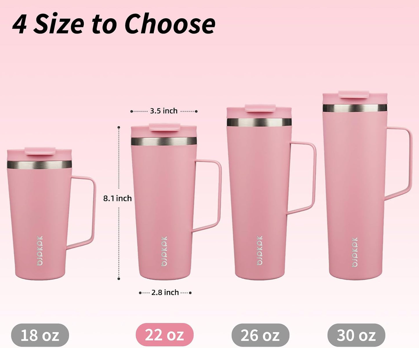 26oz Insulated Tumbler with Handle, Lid & Straw, Stainless Steel | Double Wall Vacuum Insulated Coffee Travel Mug - Keeps Cold & Hot, BPA Free, Cupholder Fit for Office, Gym & Travel