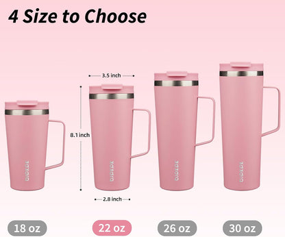 26oz Insulated Tumbler with Handle, Lid & Straw, Stainless Steel | Double Wall Vacuum Insulated Coffee Travel Mug - Keeps Cold & Hot, BPA Free, Cupholder Fit for Office, Gym & Travel